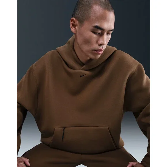 Nike Tech Fleece Hoodie Mens Mosswood Brown Kangaroo Pocket Pullover JAX1059